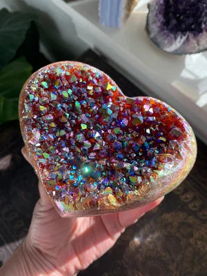 Aura™ - Angel Aura Heart Shaped Rainbow Crystal Cluster [Last Day Discount] 