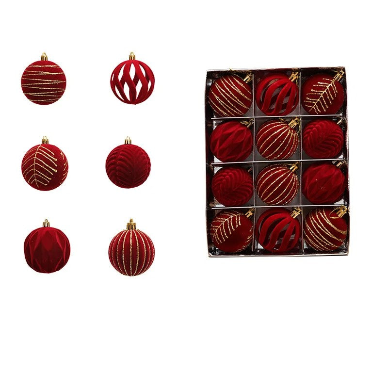 12-part Christmas ball ornament set made of velvet