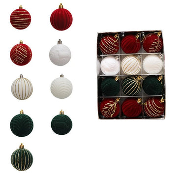 12-part Christmas ball ornament set made of velvet