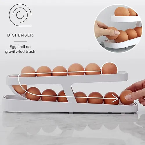 EggRack™ - Automatic Roll-Up Egg Dispenser with Double Layer 