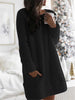 Teviana - Solid Color Round Neck Warm Dress