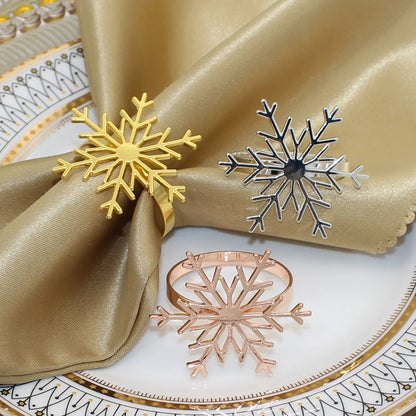 6 Set silver & gold snowflakes napkin rings