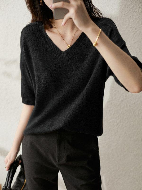 Alison | cashmere knitted sweater with v-neck