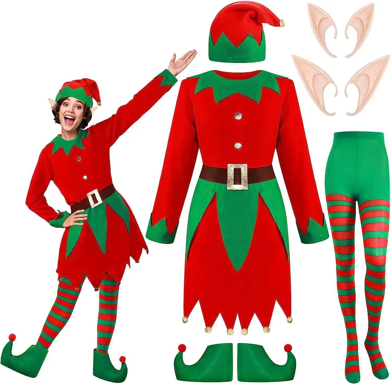 Weihnachtliches Elf-Kostüm-Set für Damen