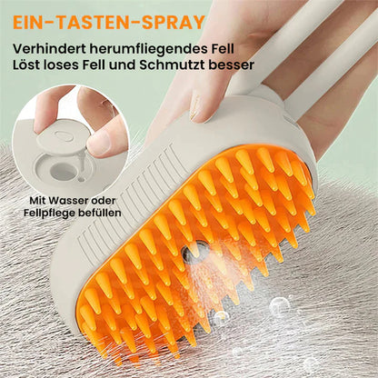 Massage comb with spray for pets