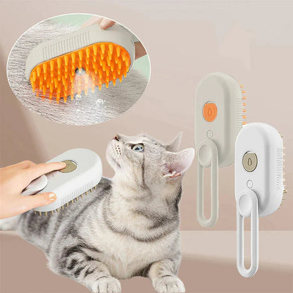 Massage comb with spray for pets