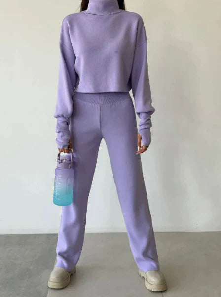 Alicia™ - Knitted turtleneck sweater and pants set