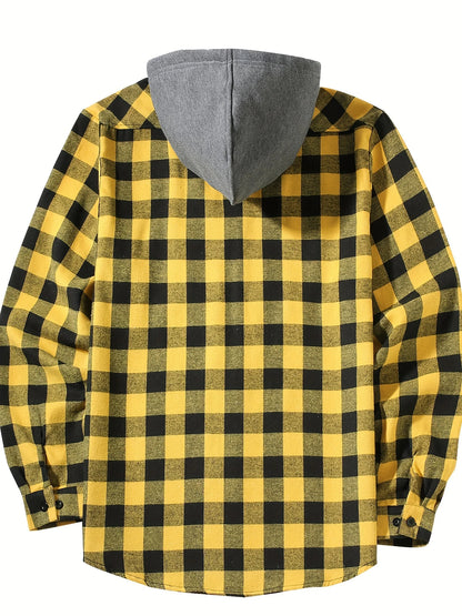 Checkered hooded shirt