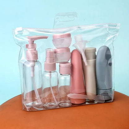 Travel bottle set for cosmetic products