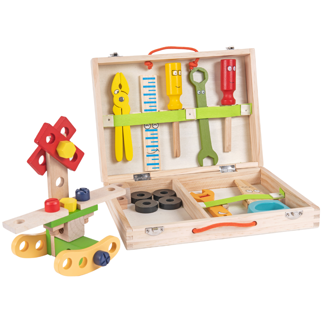 WoodBox™ - Wooden tool set with toolbox - Learning and discovery for children! [Last day discount]