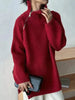 Scarlet™ - Red solid color high neck sweater 