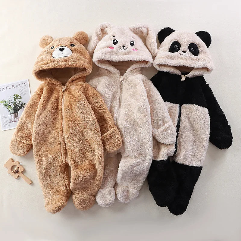 Cuddly hooded romper for children 