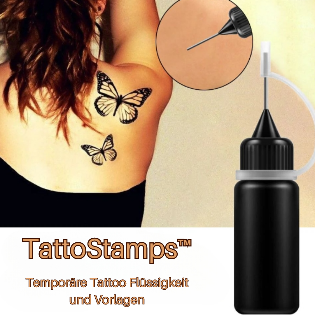 TattoStamps- Temporary Tattoo Liquid and Templates (1+1 FREE) [Last Day Discount]