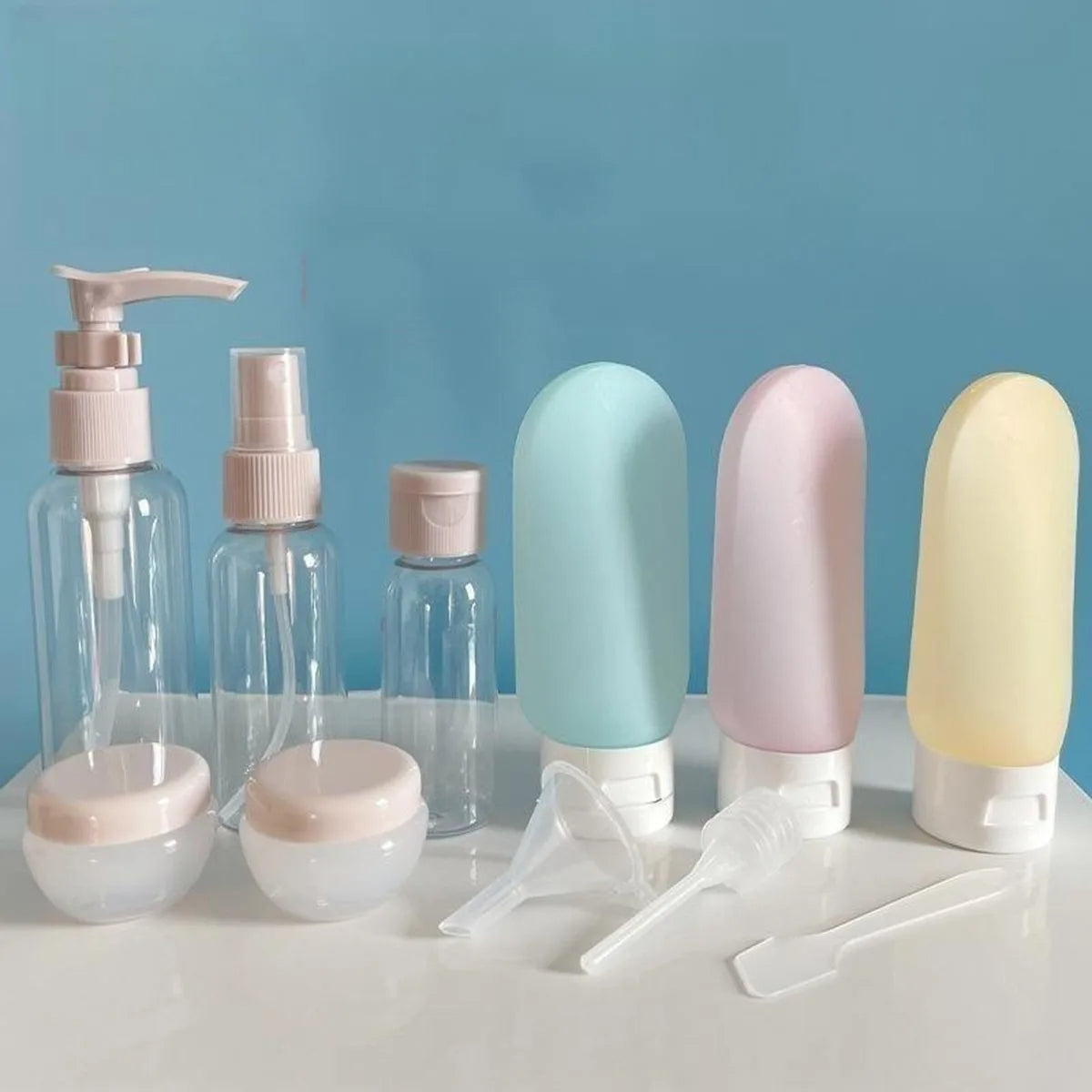 Travel bottle set for cosmetic products