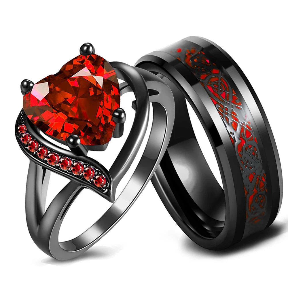 Celtic dragon partner rings