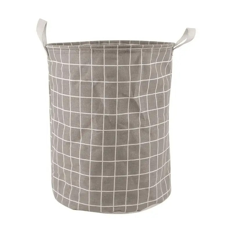 Foldable laundry basket with a modern check pattern