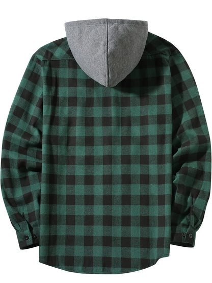 Checkered hooded shirt