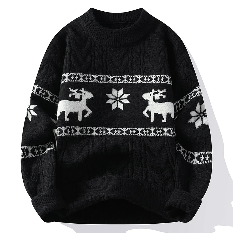 Korean Harajuku Christmas Sweater with Deer Pattern