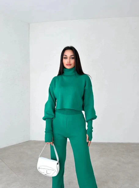 Alicia™ - Knitted turtleneck sweater and pants set