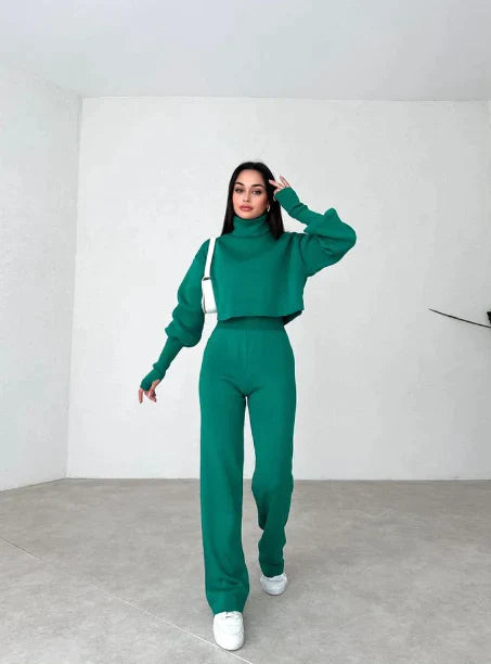 Alicia™ - Knitted turtleneck sweater and pants set