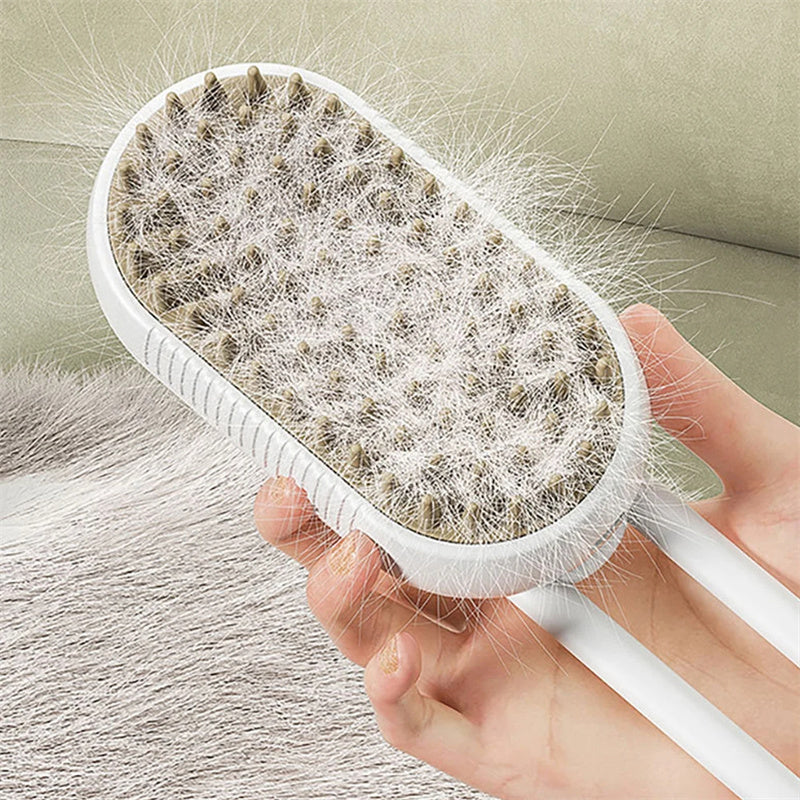 Massage comb with spray for pets