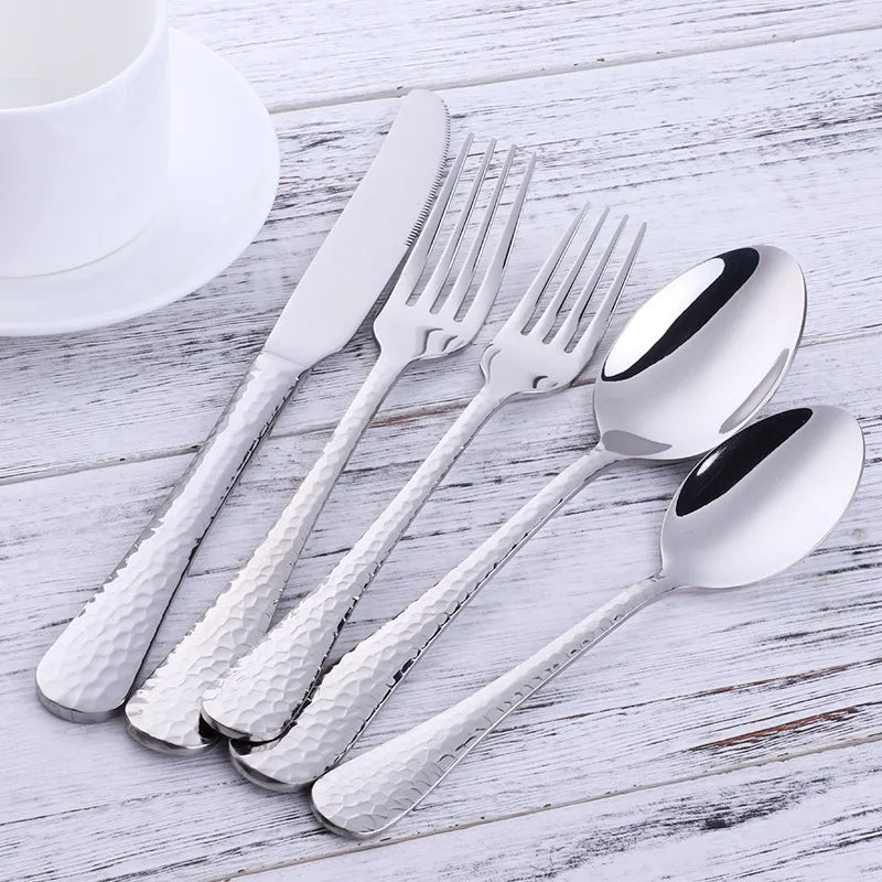 SILVERSET™ - 5-teiliges Silber-Edelstahl-Besteck-Set