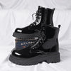 Luxe Black Patent Leather Men's Platform Boots 