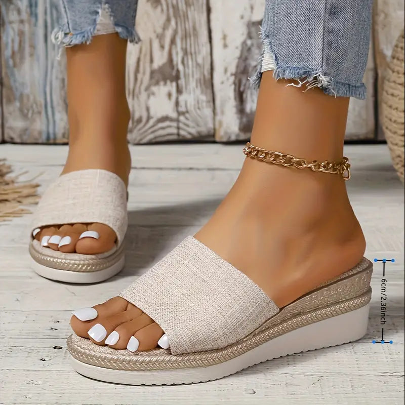 Jeanne - Casual Summer Slip On Wedge Heels