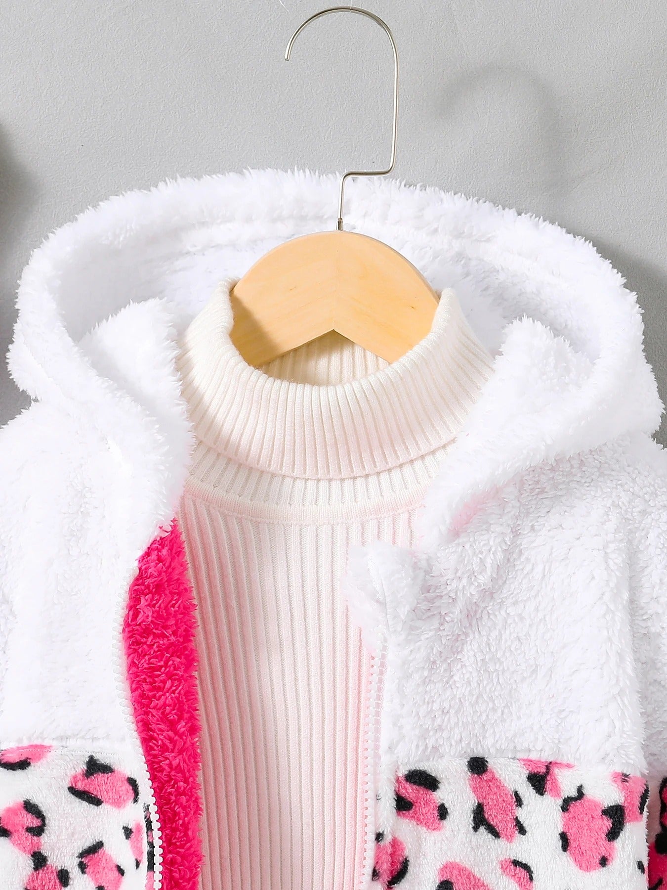 Children pink plush sweaters