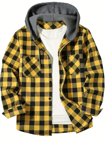 Checkered hooded shirt