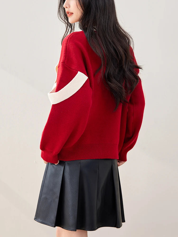 Charmie™ – Oversize-Roter Pullover mit Schleife