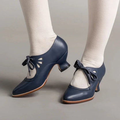 Orthopedic leather shoes with high heels