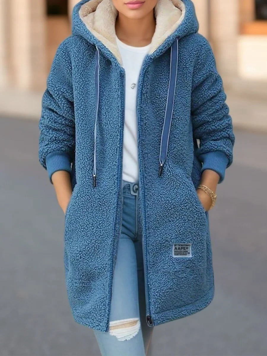 Fleece-lined hooded jacket