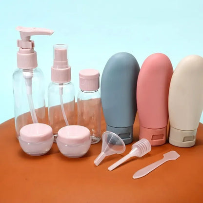 Travel bottle set for cosmetic products