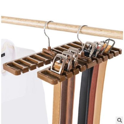 Multifunctional rotating tie and belt hanger