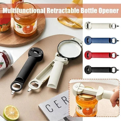 Multifunctional retractable bottle opener