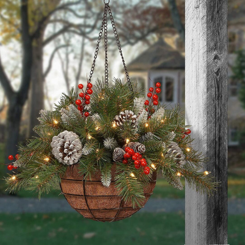 Christmas hanging basket