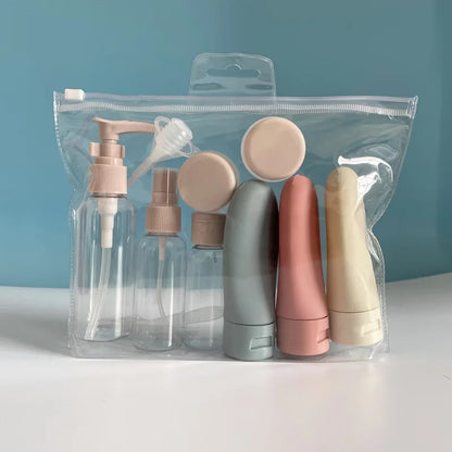 Travel bottle set for cosmetic products