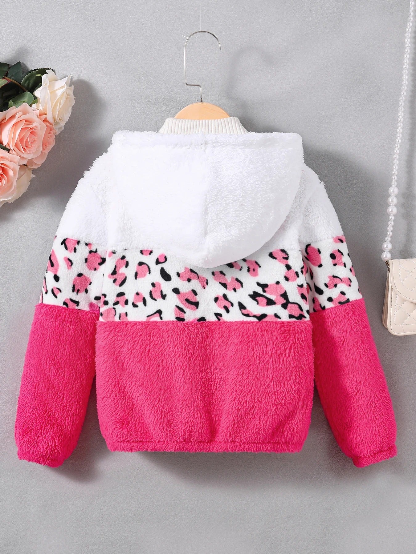 Children pink plush sweaters