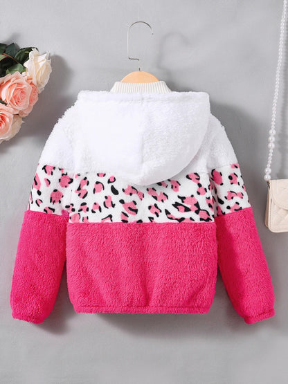 Children pink plush sweaters