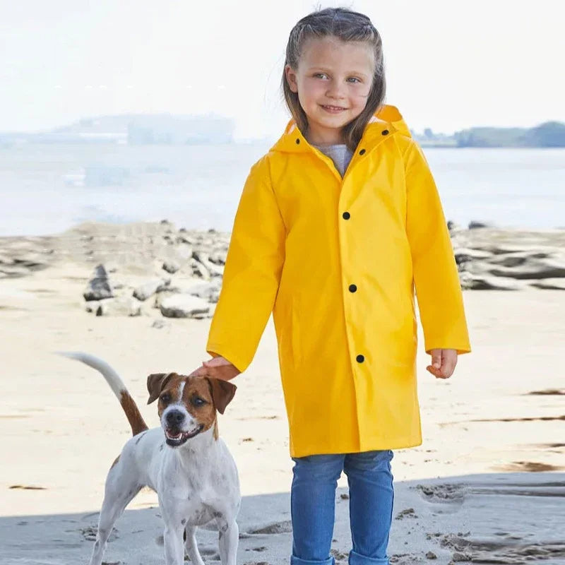 Waterproof children's rain coat with hood