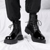 Luxe Black Patent Leather Men's Platform Boots 