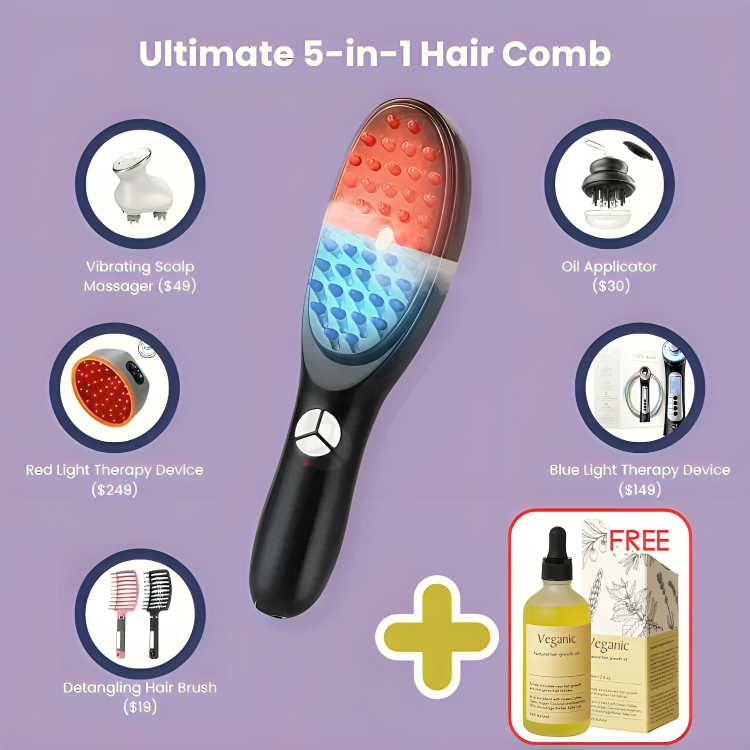 Anti-Hair Loss™ - Anti-Hair Loss Therapy Comb: 5-in-1 Hair Revitalization Comb + Vegan Oil [Last Day Discount]