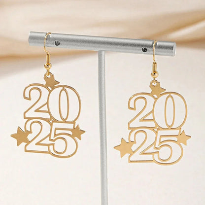 2025 stars-number earrings