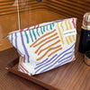 Corduroy Striped Makeup Bag