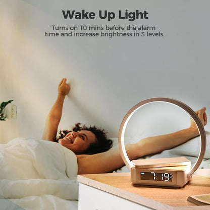 LED wireless cell phone charger with alarm clock