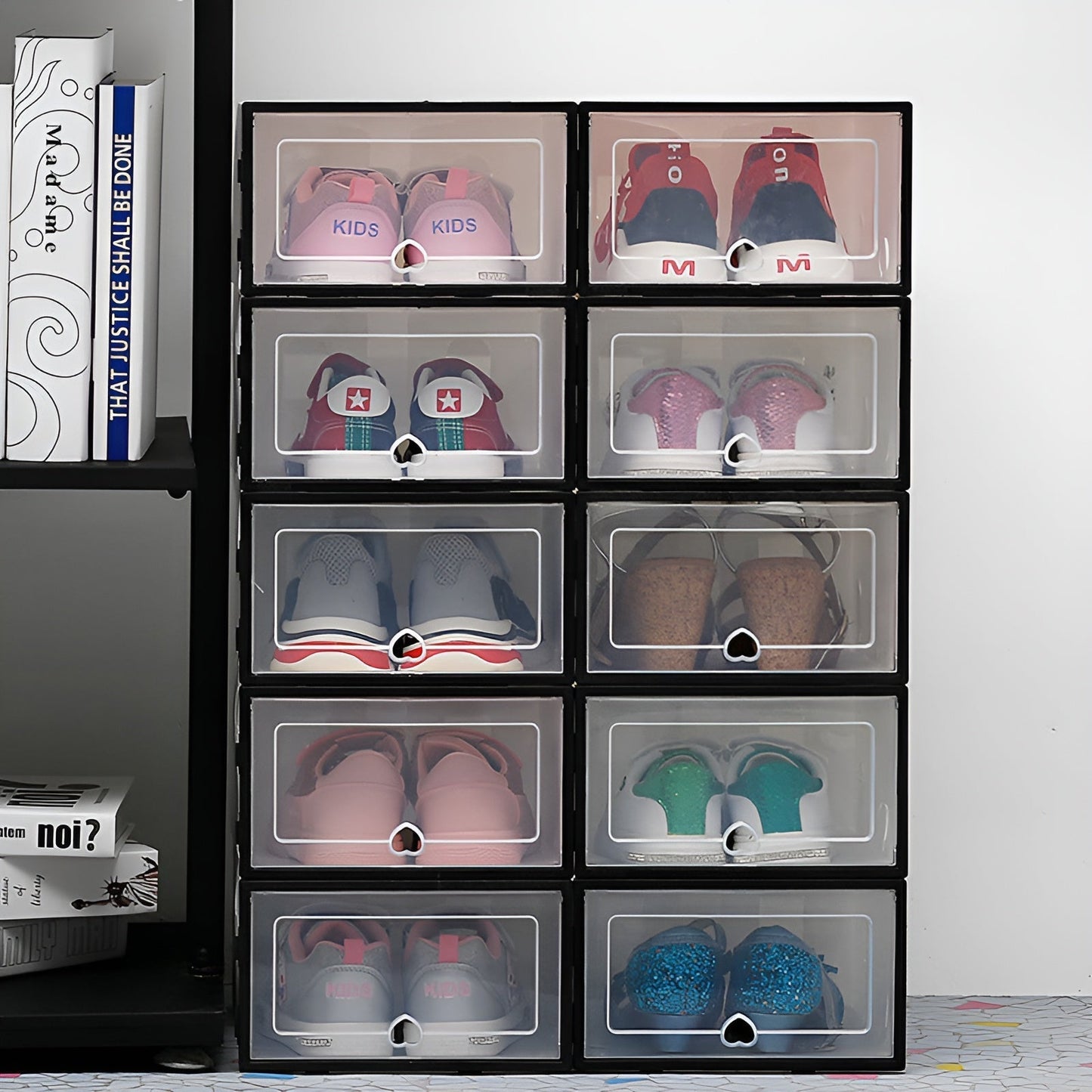 Transparent shoe storage box