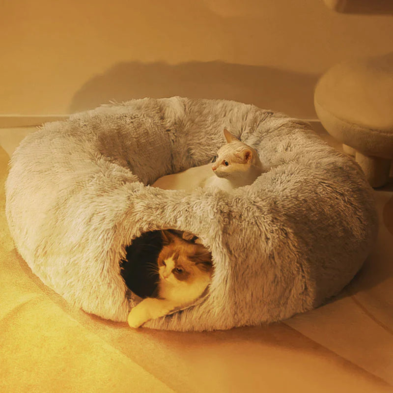 PlushParadise™ - 2-in-1 Round Cat Bed and Tunnel Toy [Last Day Discount]