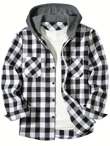 Checkered hooded shirt