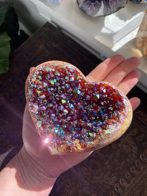 Aura™ - Angel Aura Heart Shaped Rainbow Crystal Cluster [Last Day Discount] 